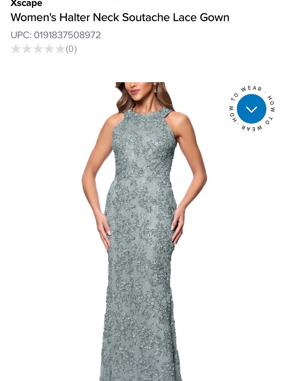 XScape Women's Halter Neck Soutache Lace Gown